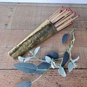 Vintage Brass Wall Hanging Matchstick Holder Plant